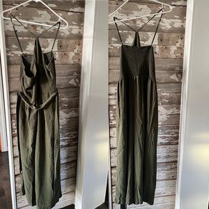 3/$20  Boho Solid Sleeveless Long Length Jumpsuit Baggy Jumpsuit Army Green